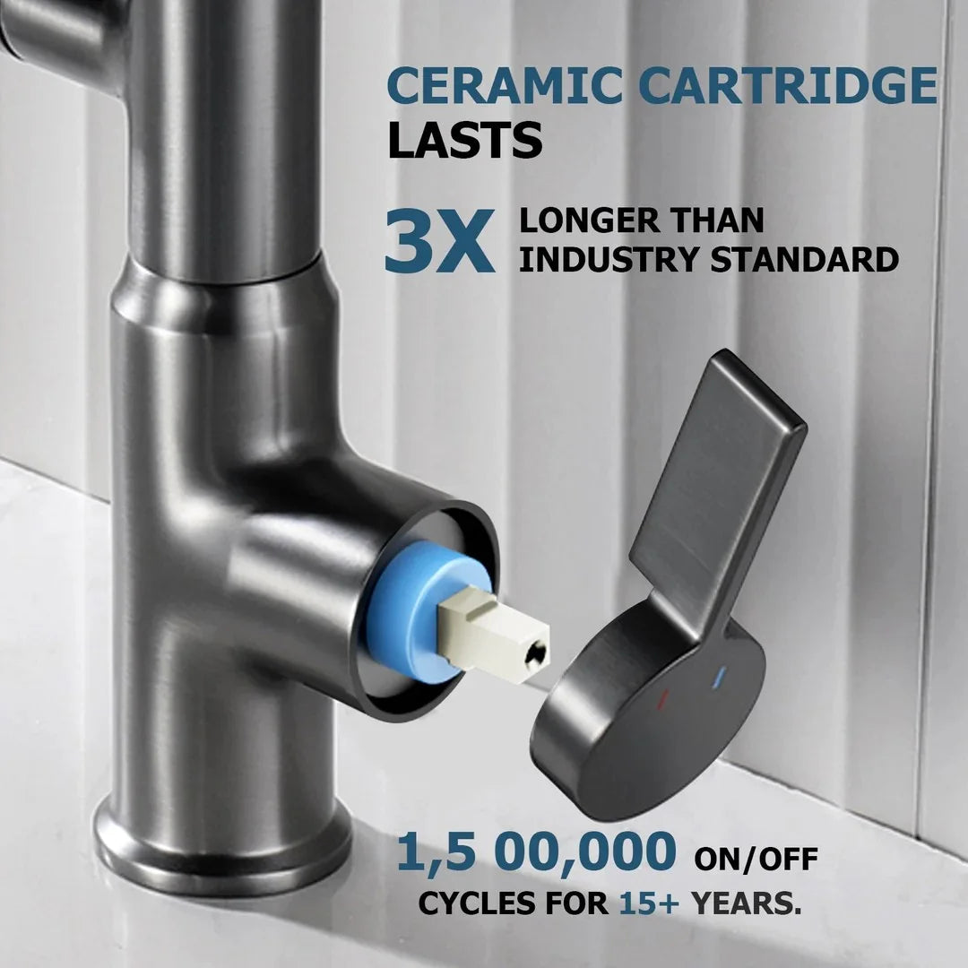 TurnFlow™: Single Hole Rotatable Faucet with Temperature Display - BF2204
