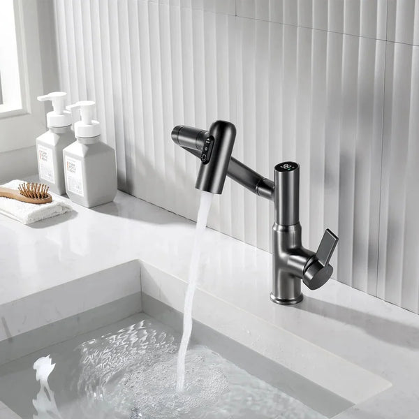 TurnFlow™: Single Hole Rotatable Faucet with Temperature Display - BF2204