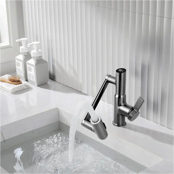 TurnFlow™: Single Hole Rotatable Faucet with Temperature Display - BF2204
