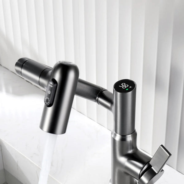 TurnFlow™: Single Hole Rotatable Faucet with Temperature Display - BF2204