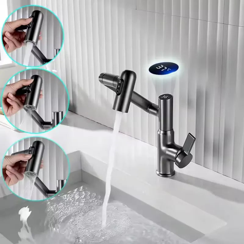 TurnFlow™: Single Hole Rotatable Faucet with Temperature Display - BF2204