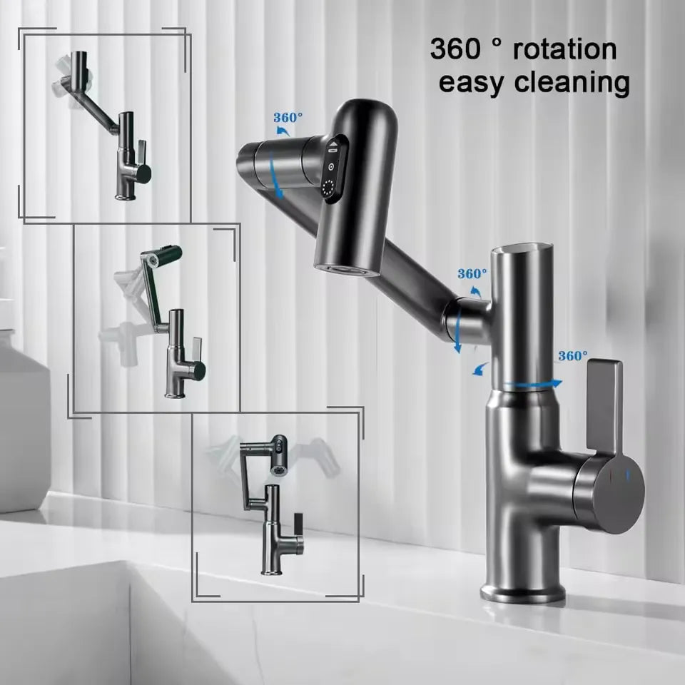 TurnFlow™: Single Hole Rotatable Faucet with Temperature Display - BF2204
